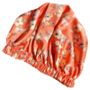 Boneta de par din satin - orange-rosu cu flori pastel 2