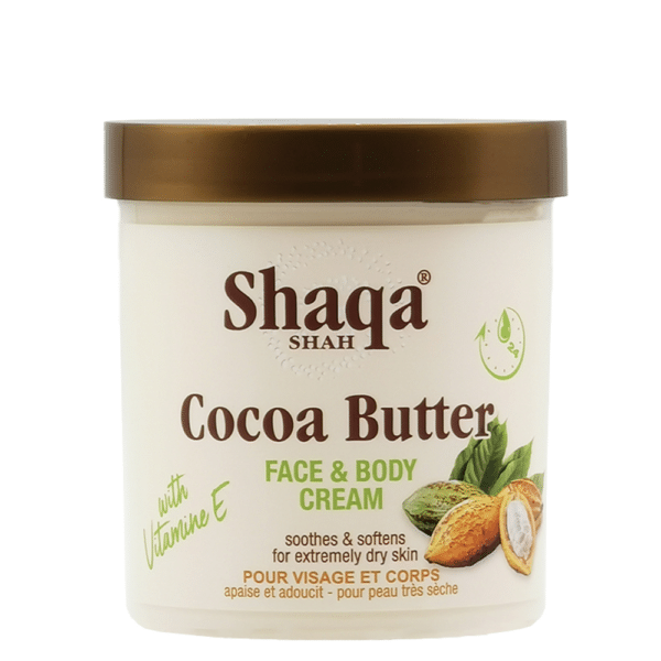 Crema pentru corp si fata cu unt de cacao Shaqa Shah Cocoa Butter Face & Body Cream 450 ml Crema pentru corp si fata cu unt de cacao Shaqa Shah Cocoa Butter Face & Body Cream 450 ml