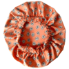 Boneta de par din satin - orange cu flori albe