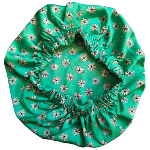 Boneta de par din satin - verde cu flori albe