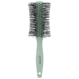 Perie rotunda pentru styling din fibre naturale - verde