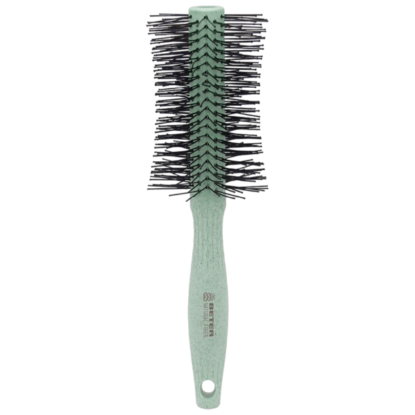 Perie rotunda pentru styling din fibre naturale - verde
